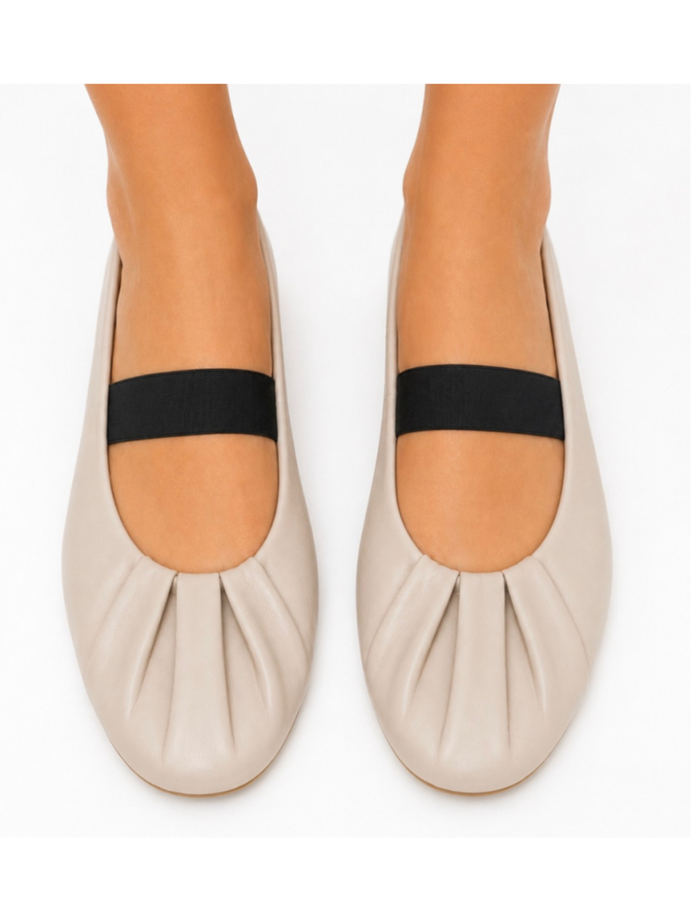 Paul Green Vail Ballerina Flat Biscuit/Beige & Black 9.5 US/7UK Classic Luxury